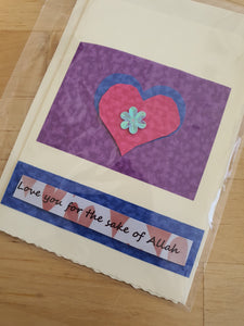 Handmade 'Love You For the Sake of Allah' Card