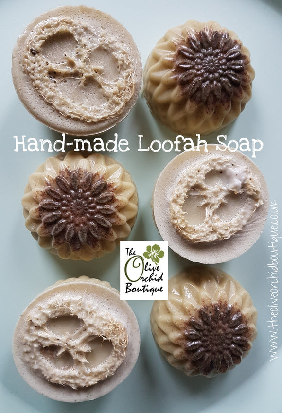 Exfoliate and Moisturise - Handmade SLS free unbleached loofah Soap